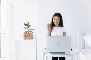 woman working on her laptop