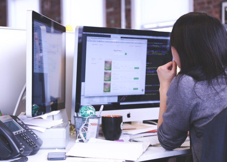 woman working on her computer