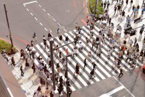 pedestrians crossing the zebra