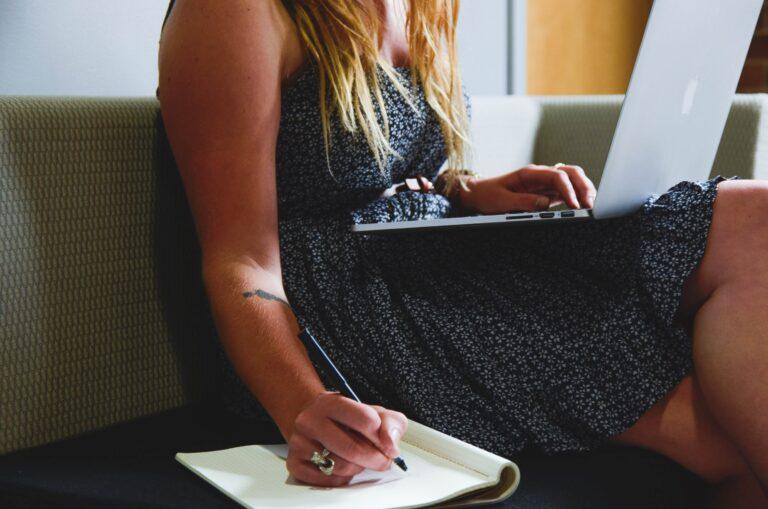 a woman working from home