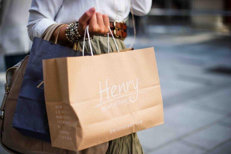 woman holding a paper bag