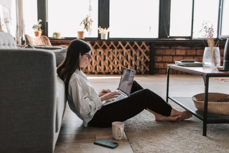 woman working on her laptop