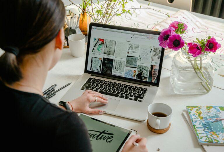 woman working on her laptop