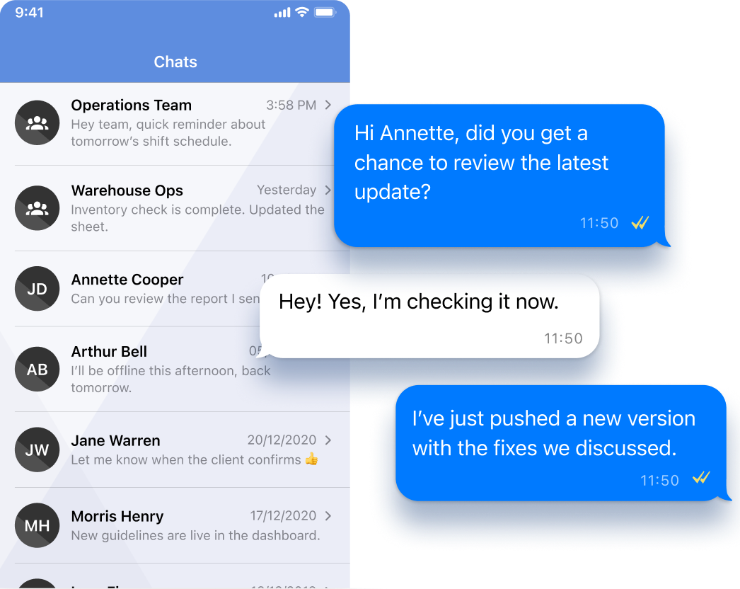 Communication and collaboration screenshot