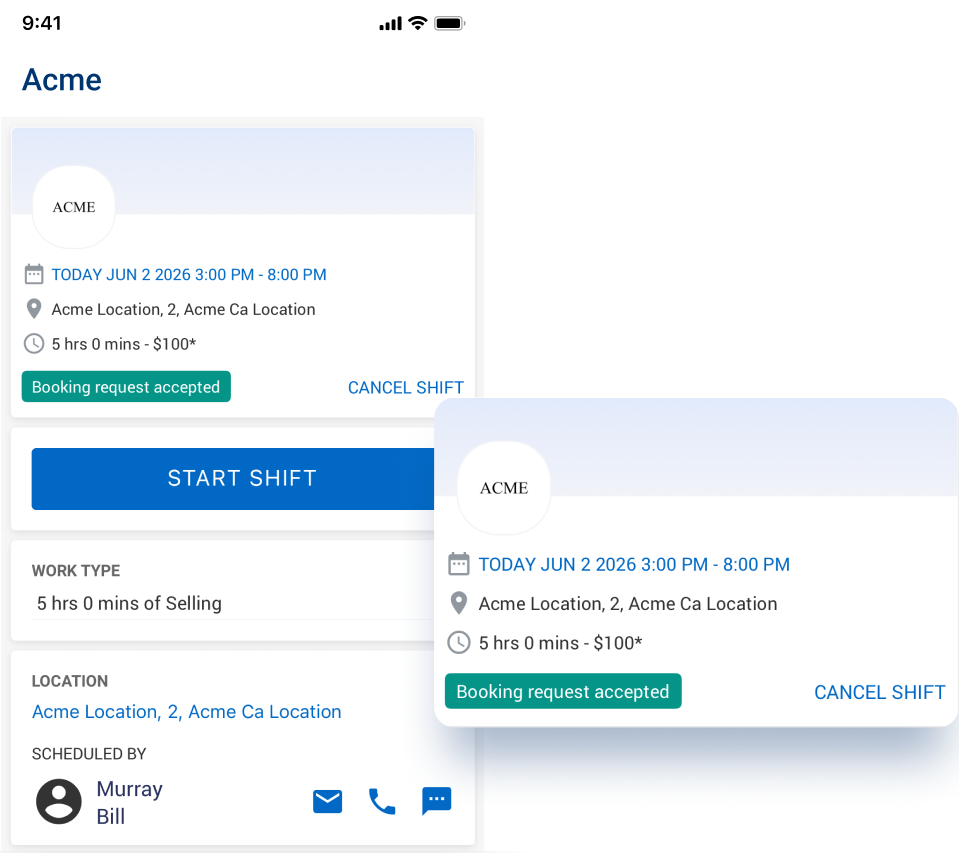 Time and attendance screenshot